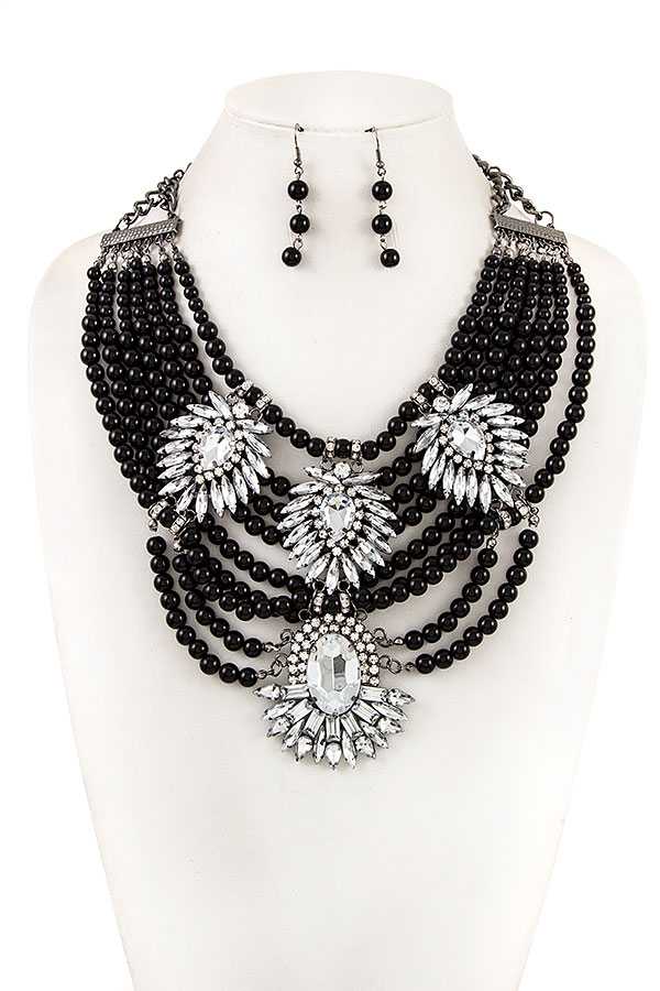 Crystal Beaded Layered Necklace